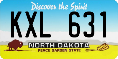 ND license plate KXL631