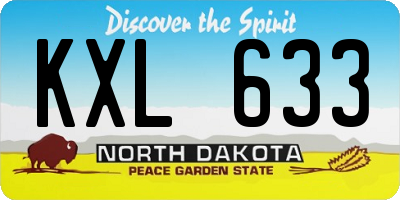 ND license plate KXL633