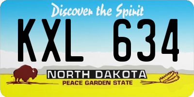 ND license plate KXL634