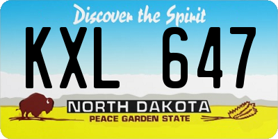 ND license plate KXL647