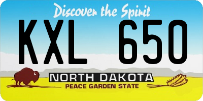 ND license plate KXL650