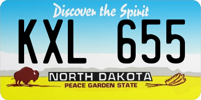 ND license plate KXL655