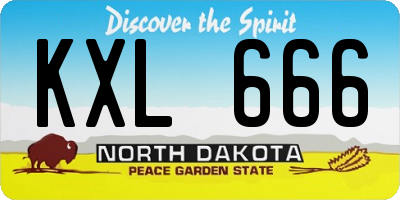 ND license plate KXL666