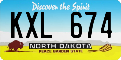 ND license plate KXL674