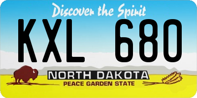 ND license plate KXL680