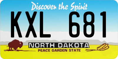 ND license plate KXL681