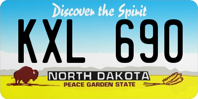 ND license plate KXL690