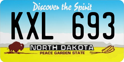 ND license plate KXL693