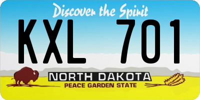ND license plate KXL701