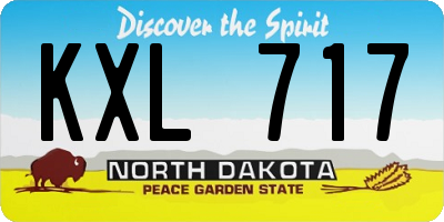ND license plate KXL717