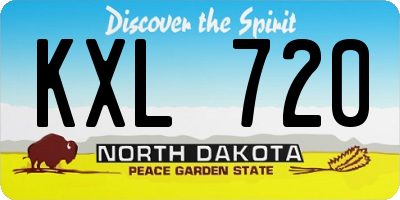 ND license plate KXL720