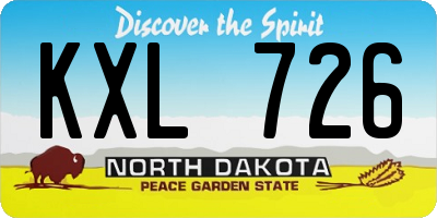 ND license plate KXL726