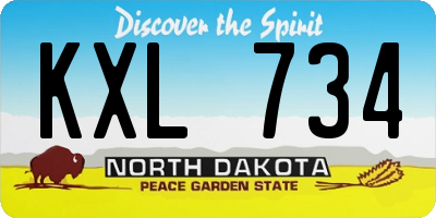 ND license plate KXL734