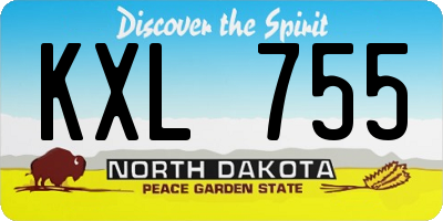ND license plate KXL755
