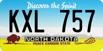 ND license plate KXL757