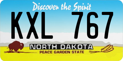 ND license plate KXL767