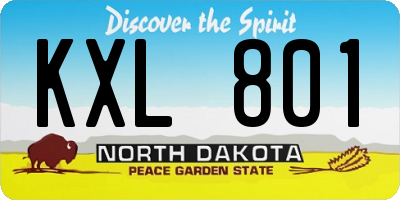 ND license plate KXL801