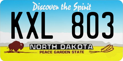 ND license plate KXL803