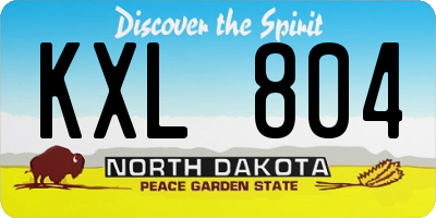 ND license plate KXL804