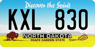 ND license plate KXL830