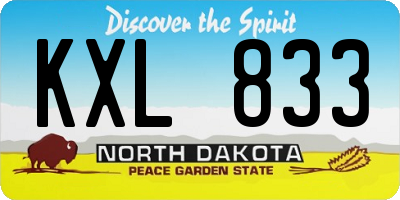 ND license plate KXL833