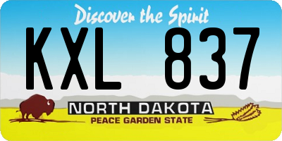 ND license plate KXL837