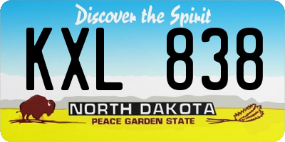 ND license plate KXL838