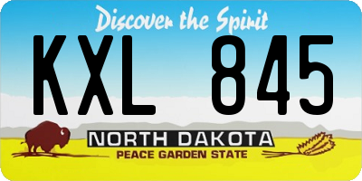 ND license plate KXL845