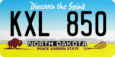 ND license plate KXL850