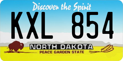 ND license plate KXL854