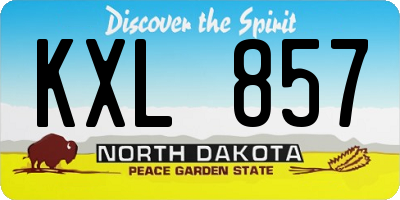 ND license plate KXL857