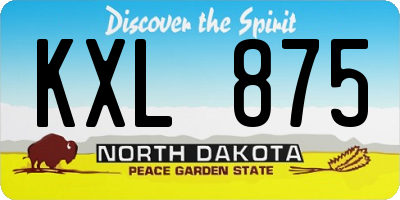 ND license plate KXL875