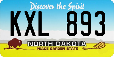 ND license plate KXL893
