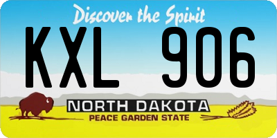 ND license plate KXL906