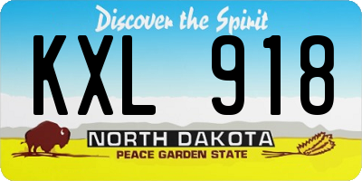 ND license plate KXL918