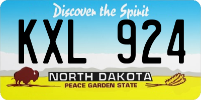 ND license plate KXL924