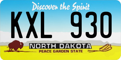 ND license plate KXL930