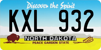 ND license plate KXL932
