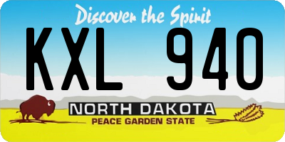 ND license plate KXL940