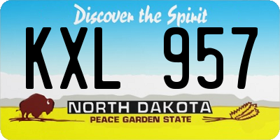 ND license plate KXL957