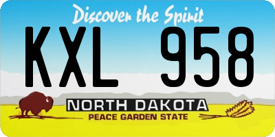 ND license plate KXL958