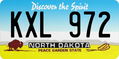 ND license plate KXL972