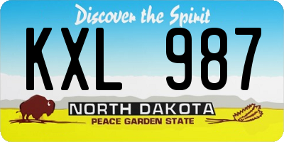 ND license plate KXL987