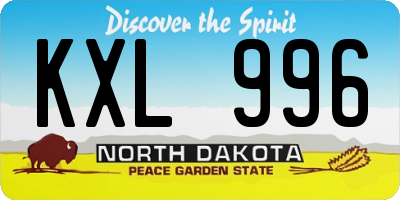 ND license plate KXL996