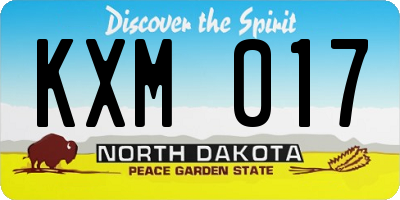 ND license plate KXM017