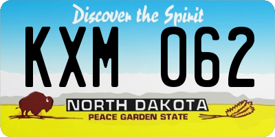 ND license plate KXM062