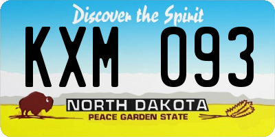 ND license plate KXM093