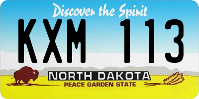 ND license plate KXM113