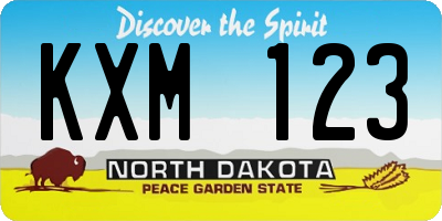 ND license plate KXM123