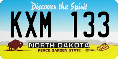 ND license plate KXM133